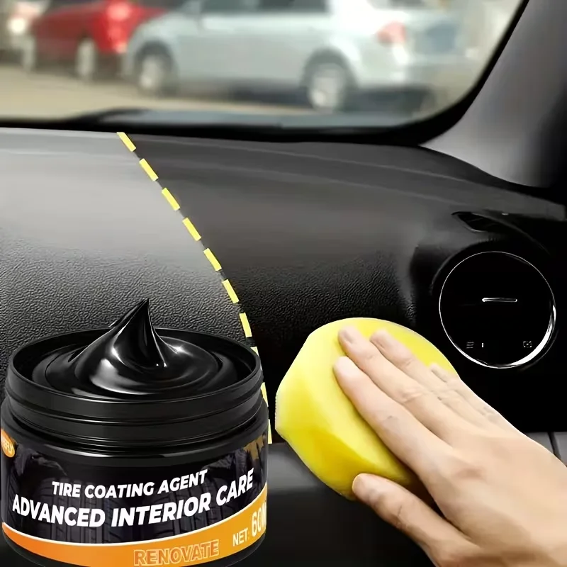 Multi-Functional Car Interior & Exterior Repair Wax with Sponge Brush - Scratch Remover, Plastic Refinishing and Glossy Finish