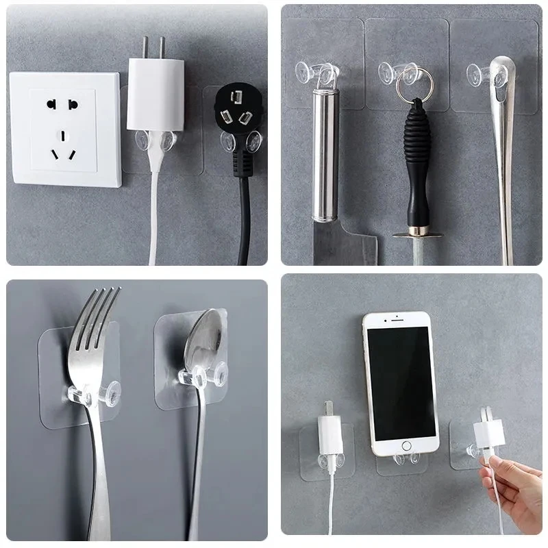 Gancho de Cable montado en la pared, soporte de almacenamiento para enchufe de alimentación sin perforaciones, organizador de cables, colgador