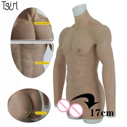 Tgirl Men’s Muscle Suit with Penis for Cosplay Macho False Chest Costumes Bodysuit with Artificial Arms FTM Transgender Shemale