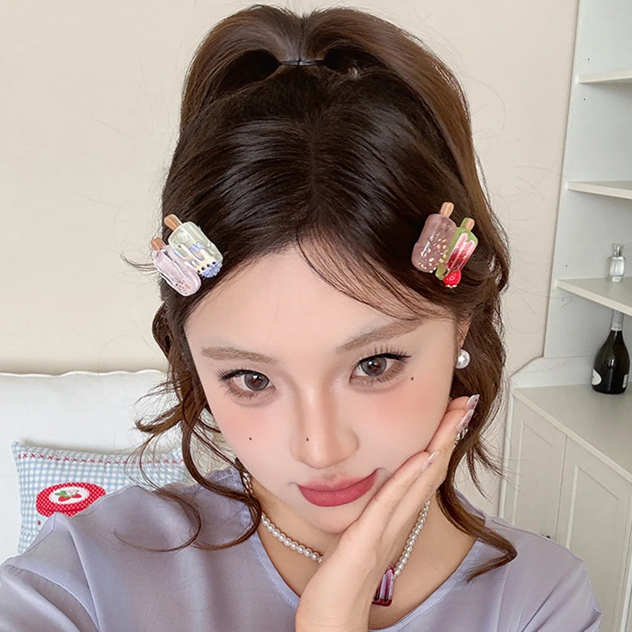 กิ๊บติดผมรูปไอศกรีมน่ารัก 5 ชิ้น/ชุด สำหรับเด็ก ลายการ์ตูน มินิบาร์เร็ตต์ กิ๊บติดผมตลกๆ สำหรับเด็ก อุปกรณ์เสริมผมเด็ก