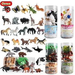 Oenux Zoo Animals Set Brinquedo Figurine Wild Sealife Farm Dinosaur Unicorn Model Action Figures PVC Cute Education Kid Toy Gift