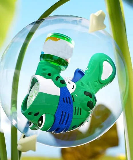 Totalmente automático Frog Bubble Gun para crianças, brinquedo elétrico, presente para meninos e meninas