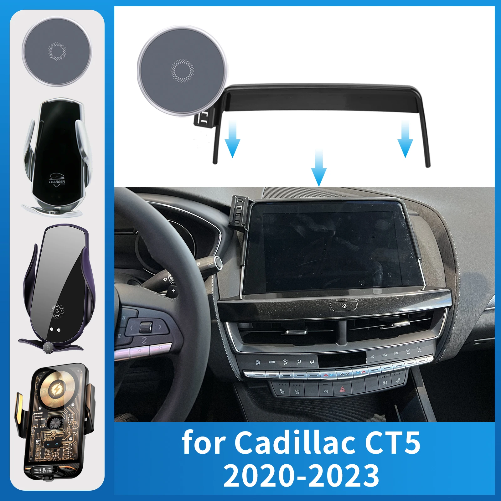 

for Cadillac CT5 2020-2023 Car Phone Holder Screen Fixed Navigation Bracket Base Wireless Charging
