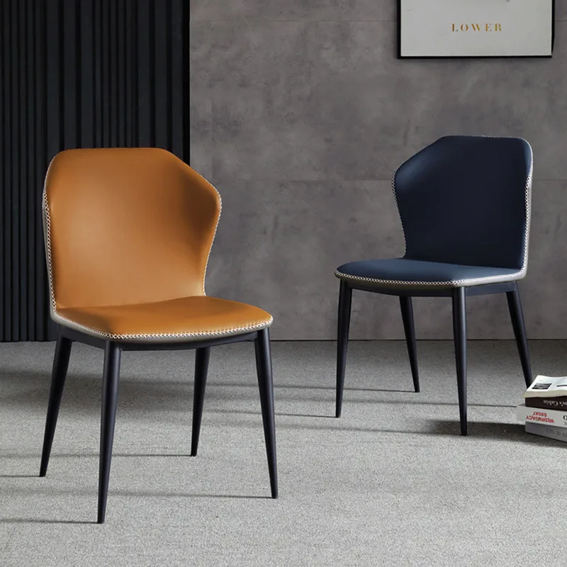 #Modern Minimalist Nordic Dining Chair Italian Style Metal Stool Luxury Backrest Internet Celebrity
