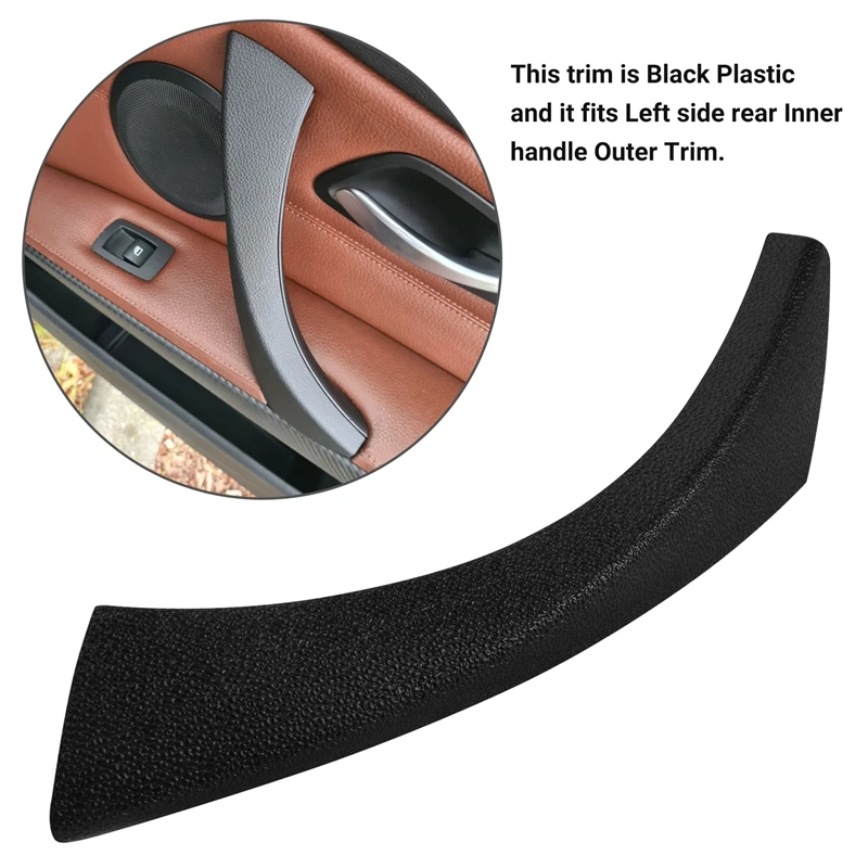 Black For -BMW E90 E91 3-Series Sedan 2006-2012 Right Inner Door Panel Handle Outer Trim Cover 51419150336