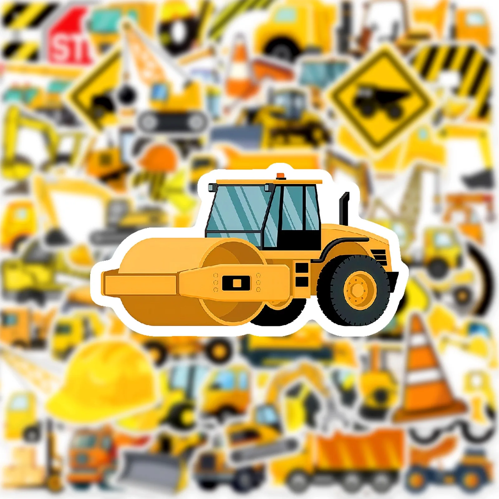 10/50pcs Cute Engineering Construction Truck Stickers for Kids Excavator Aeroplane Decals Waterproof Graffiti Luggage Laptop Toy