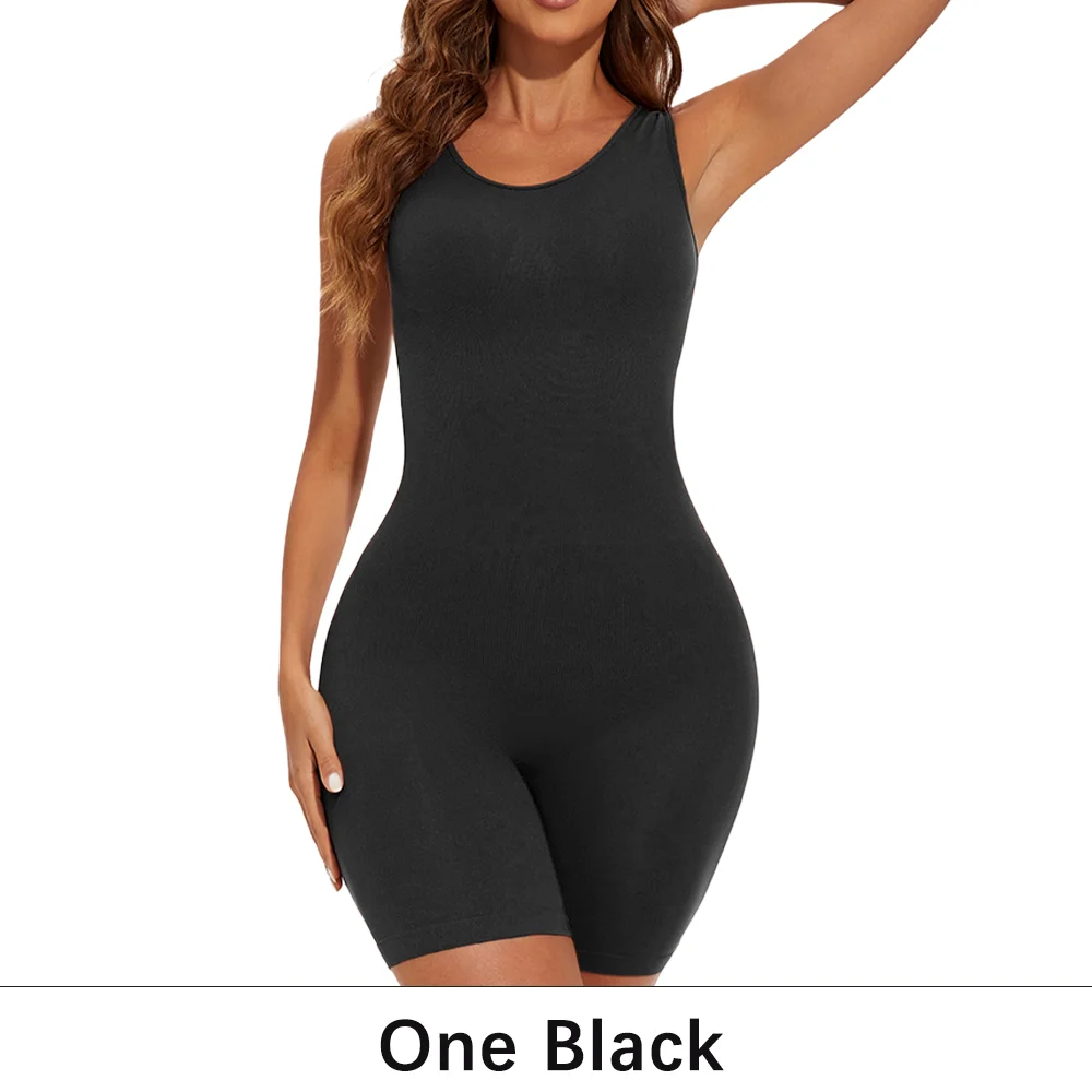 POKARLA Sexy Bodysuits mit vollständiger Abdeckung, formende Shapewear, Oberschenkelstraffender Body, Jumpsuit mit breiten Trägern, nahtloser Body Shaper, schlankmachender Einteiler