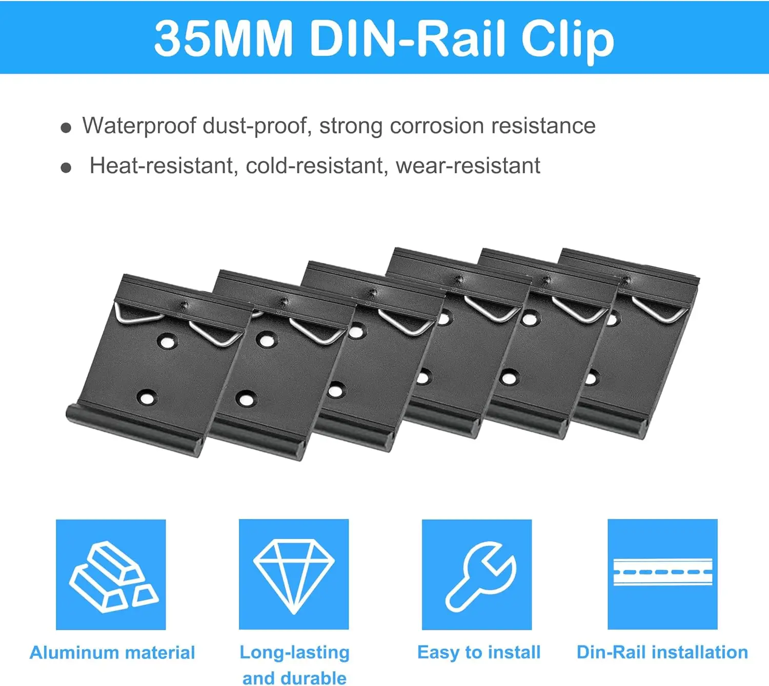 20PCS 1.69 Inch Width Din Rail Mount Bracket Fixed On 35mm Universal DIN Rail Firmly Aluminum Alloy Din Rail Mount Clip For PoE