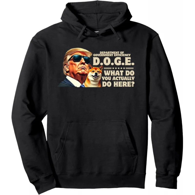 D.O.G.E. Department Of Government Efficiency Trump and Dog Pullover Hoodie