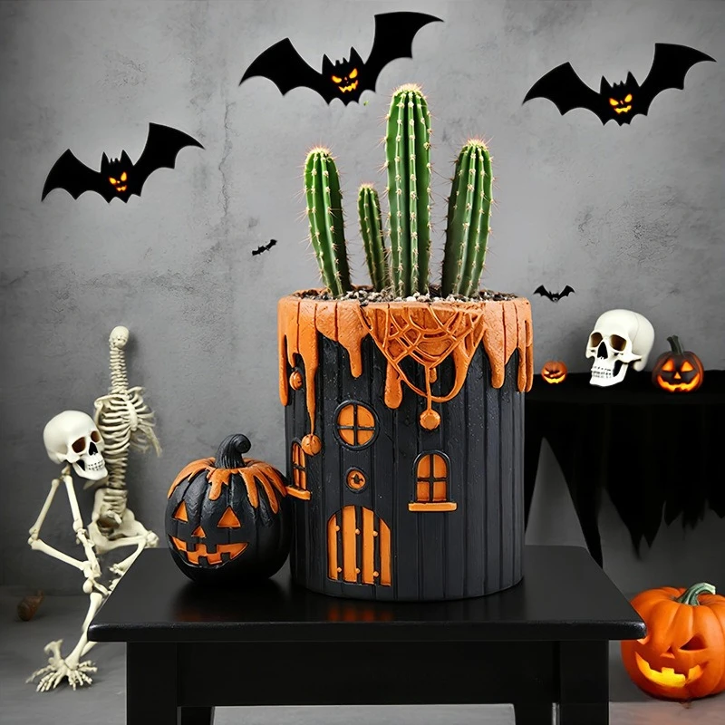 

Halloween Pumpkin Flowerpot Funny and Terrifying Decoration Ornament Desktop Green Plant Succulent Planting Potted Plant