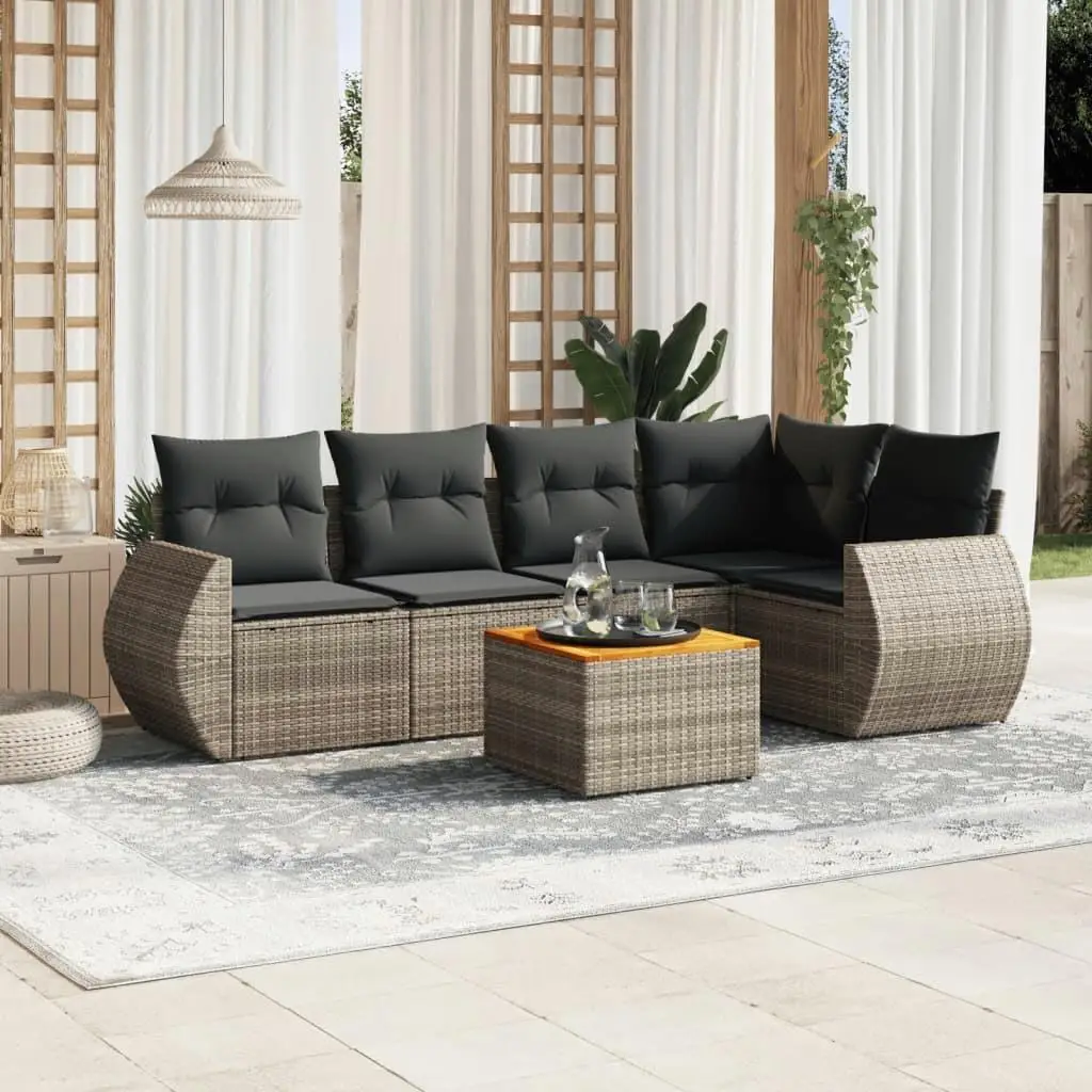 

Comfortable Grey PE Rattan Garden Sofa Set with Large Removable Covers Outdoor Furniture for Patio and Backyard