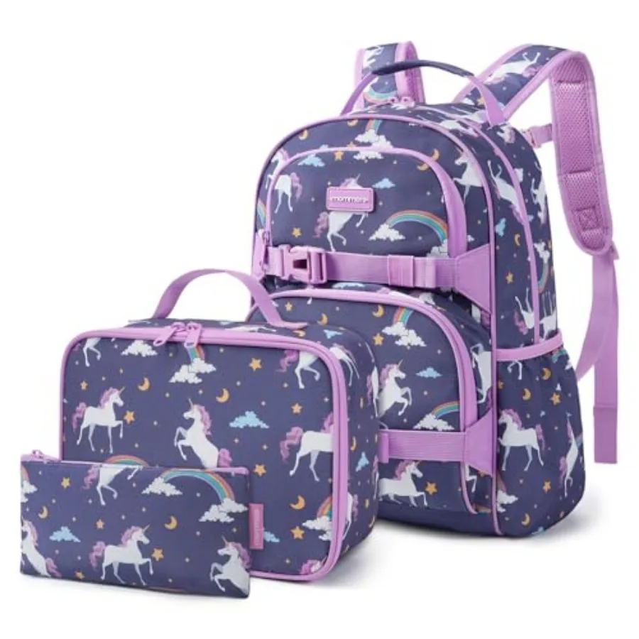 Purple Girls Backpack with Lunch Box for School