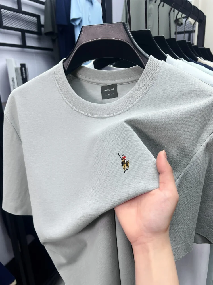 

Высококачественная мужская футболка с короткими рукавами модный бренд Paul пони вышивка новый ледяной хлопок прохладный воздухопроницаемость летний Чистый цвет Круглый воротник Жилет