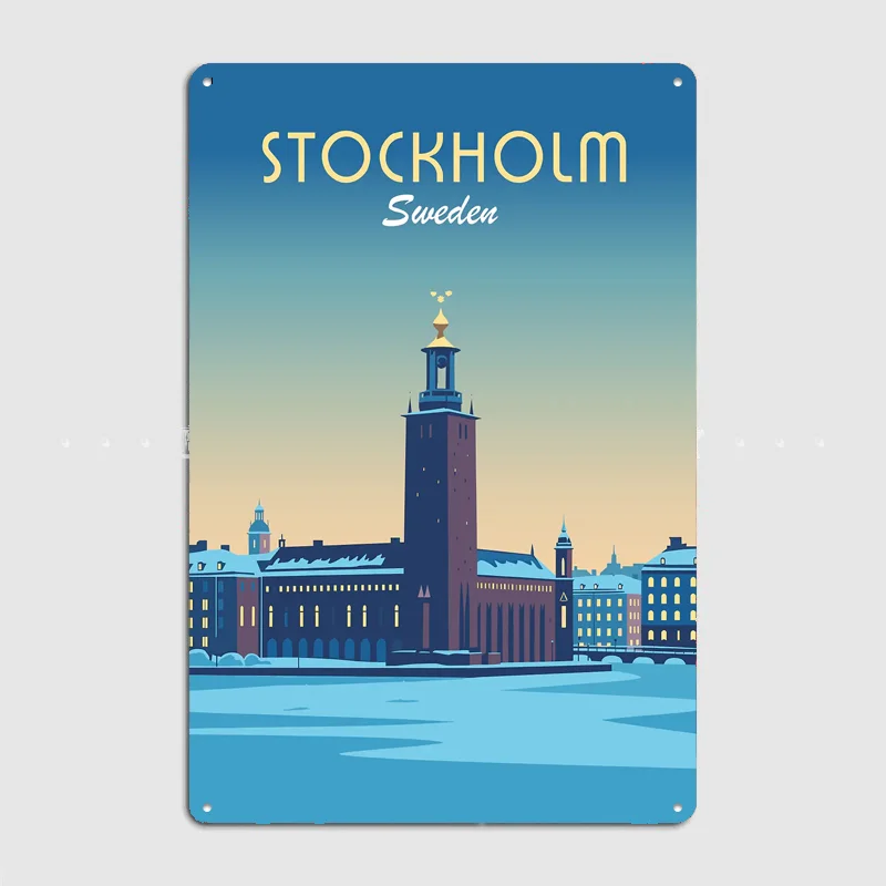 Stockholm Sweden Travel Poster Metal Posters Living Sign Indoor Outdoor Room Decoration Home Bar Decor Wall Decor