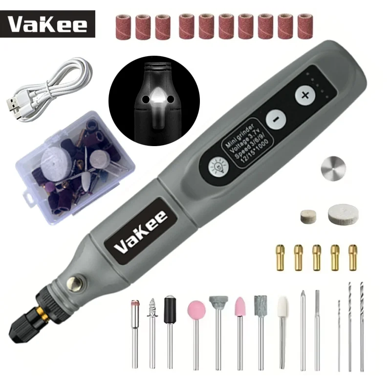 Vakee electric mini drill, engraving pen, variable speed rotary tool set, polishing and engraving machine