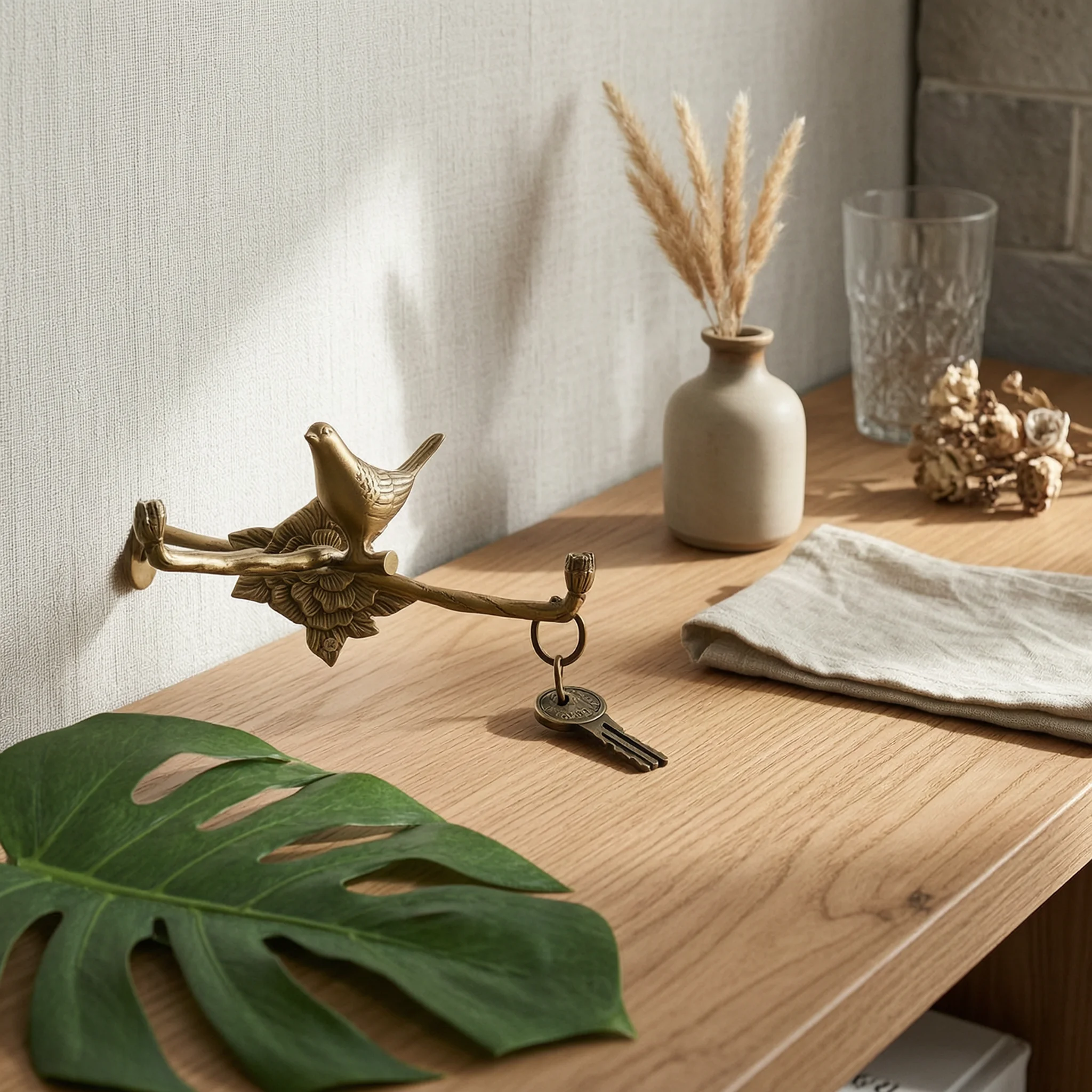 Elegant Brass Tone Wall Mounted Towel Holder Decorative Towel Ring with Floral Design for Bathroom and Guest Room