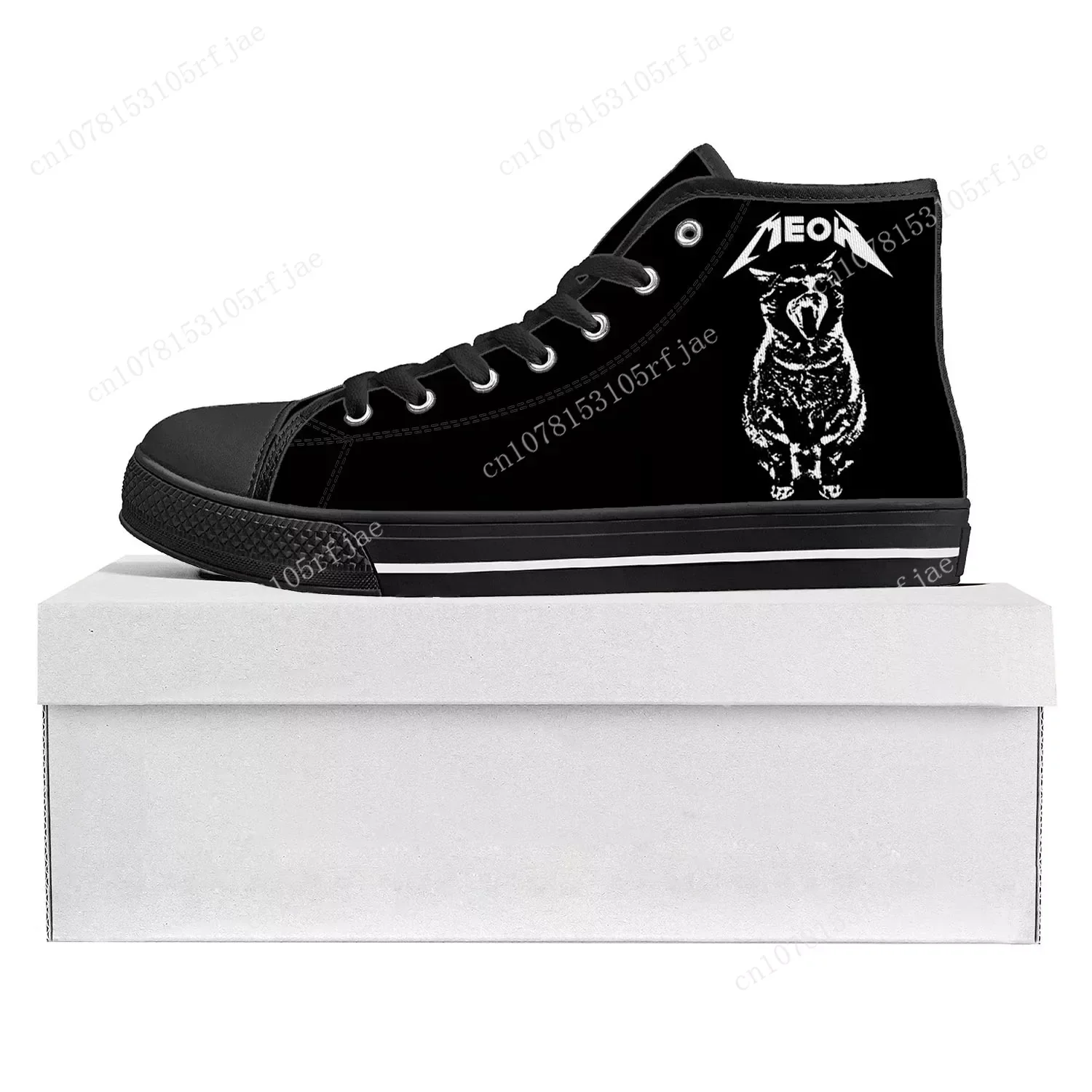 Cat Meowtallica Rock Band Pop High Top High Quality Sneakers Mens Womens Teenager Canvas Sneaker Casual Couple Shoes Custom Shoe