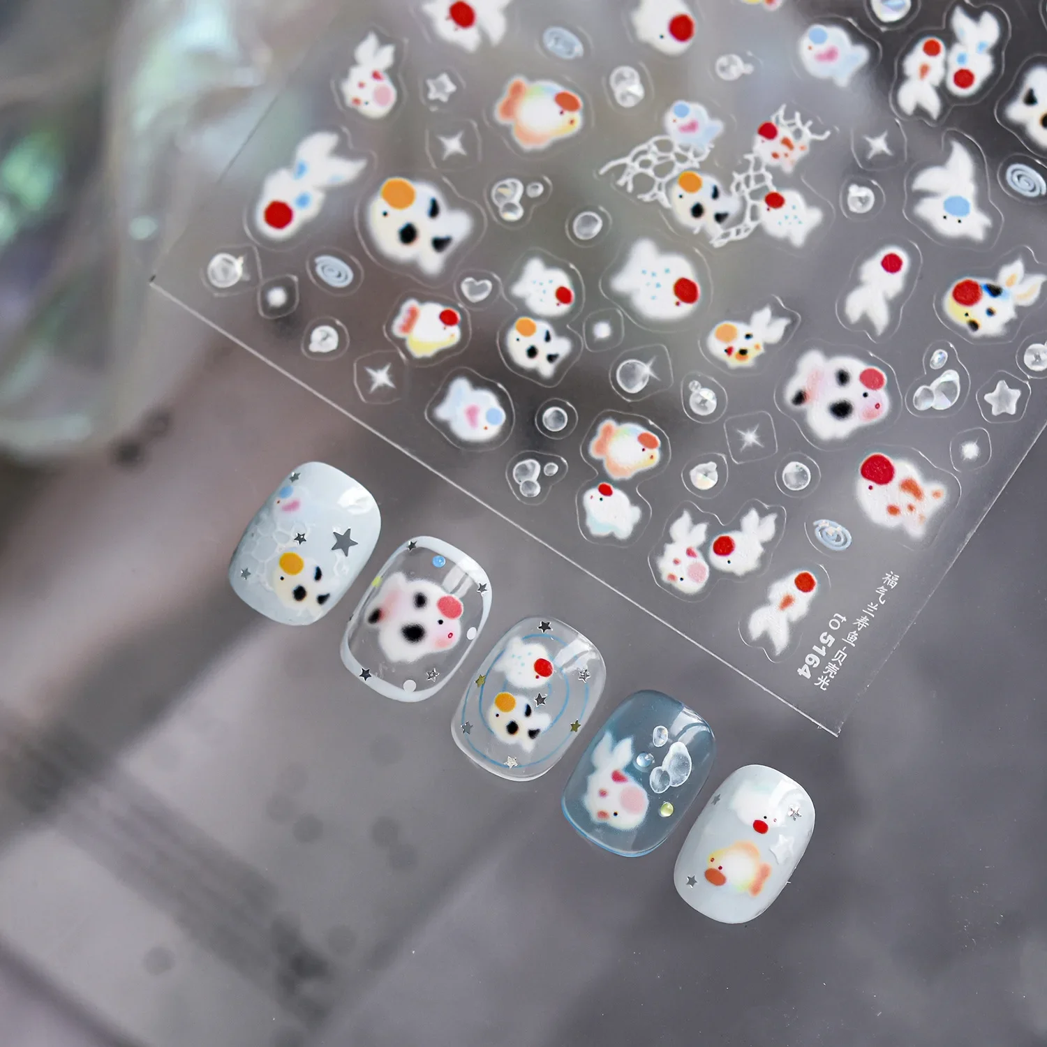 

Kawaii Cat Nail Art Stickers 5D Cute Shell Light Cat Head Self Adhesive Stickers Press On Nails DIY Manicure Decorations Decals