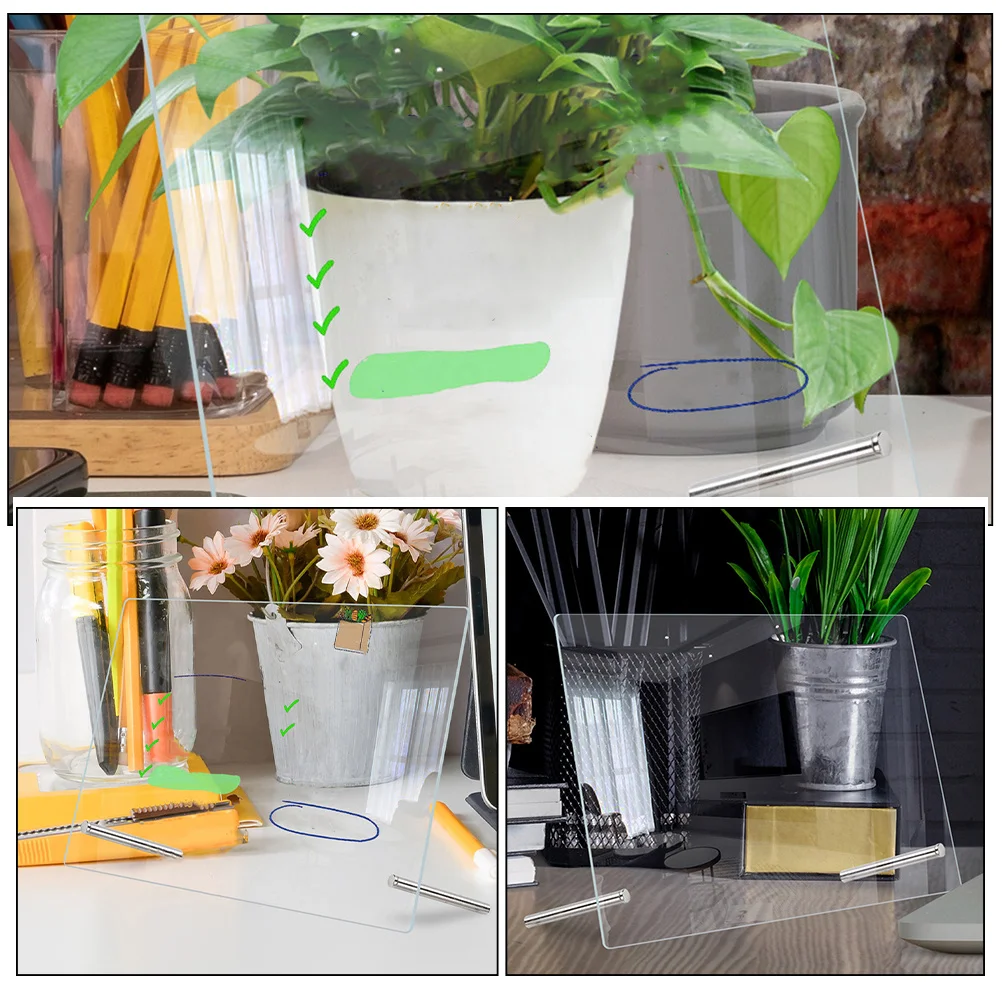 1 مجموعة 1 مجموعة الاكريليك مذكرة شفافة رسالة ملاحظة المجلس للمنزل مكتب المدرسة متعددة الوظائف لوح كتابة سطح المكتب قابل للمسح