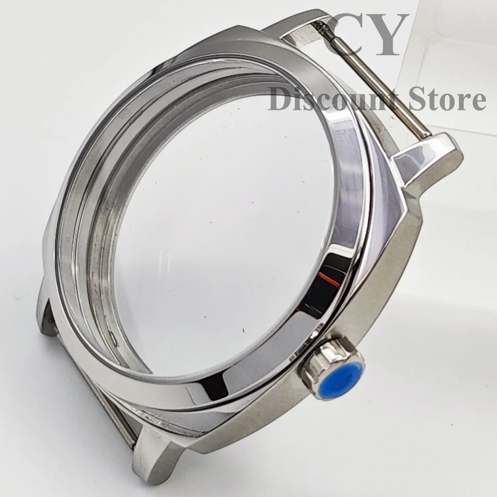 RICHUS ETA6497 Watch Case 42mm Silver Stainless Steel Watch Case Sapphire Glass Fit ETA 6497 6498 ST3600 Movement Watch Accessor