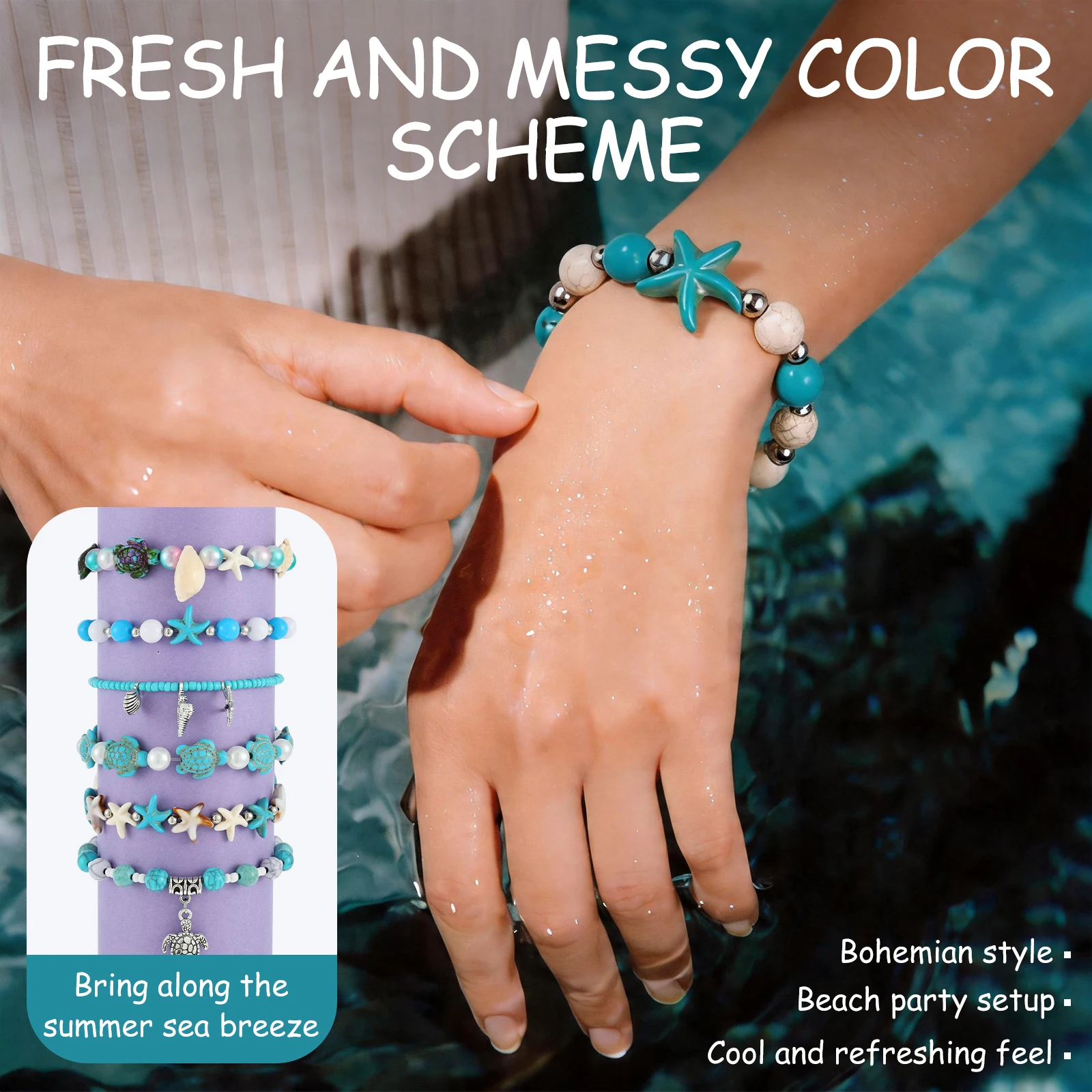 Summer Beach Beads Bracelet Making Kit Sea Themed for Bracelet Necklace Earring Jewelry Making DIY Handmade Craft Gifts Supplies
