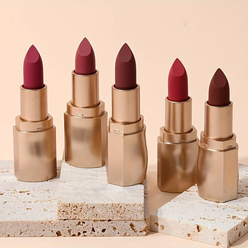 USHAS 12 Color Matte Lipstick Easy-coloring Sexy Nude Velvet Lipsticks Halloween Red Brown Moisturizing Lip Makeup Christmas