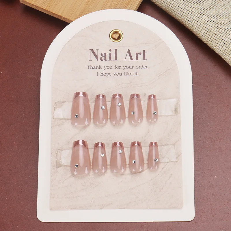 24個入り ジェムライトピンク プレスオンネイル プノンペン キャッツアイ 人工つけ爪 シームレス 取り外し可能 フェイクネイル