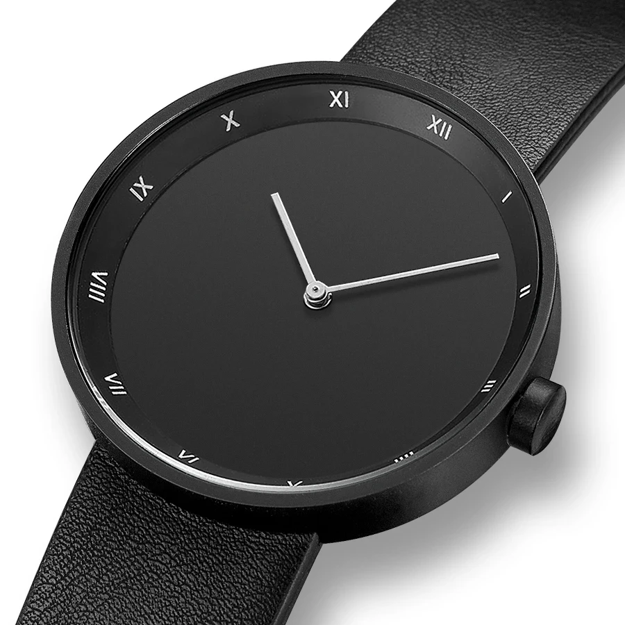 UTHAI Men's Watch Simple Waterproof Trendy Brand Thin Leather Strap Black Male Fashion Quartz Clock Watches