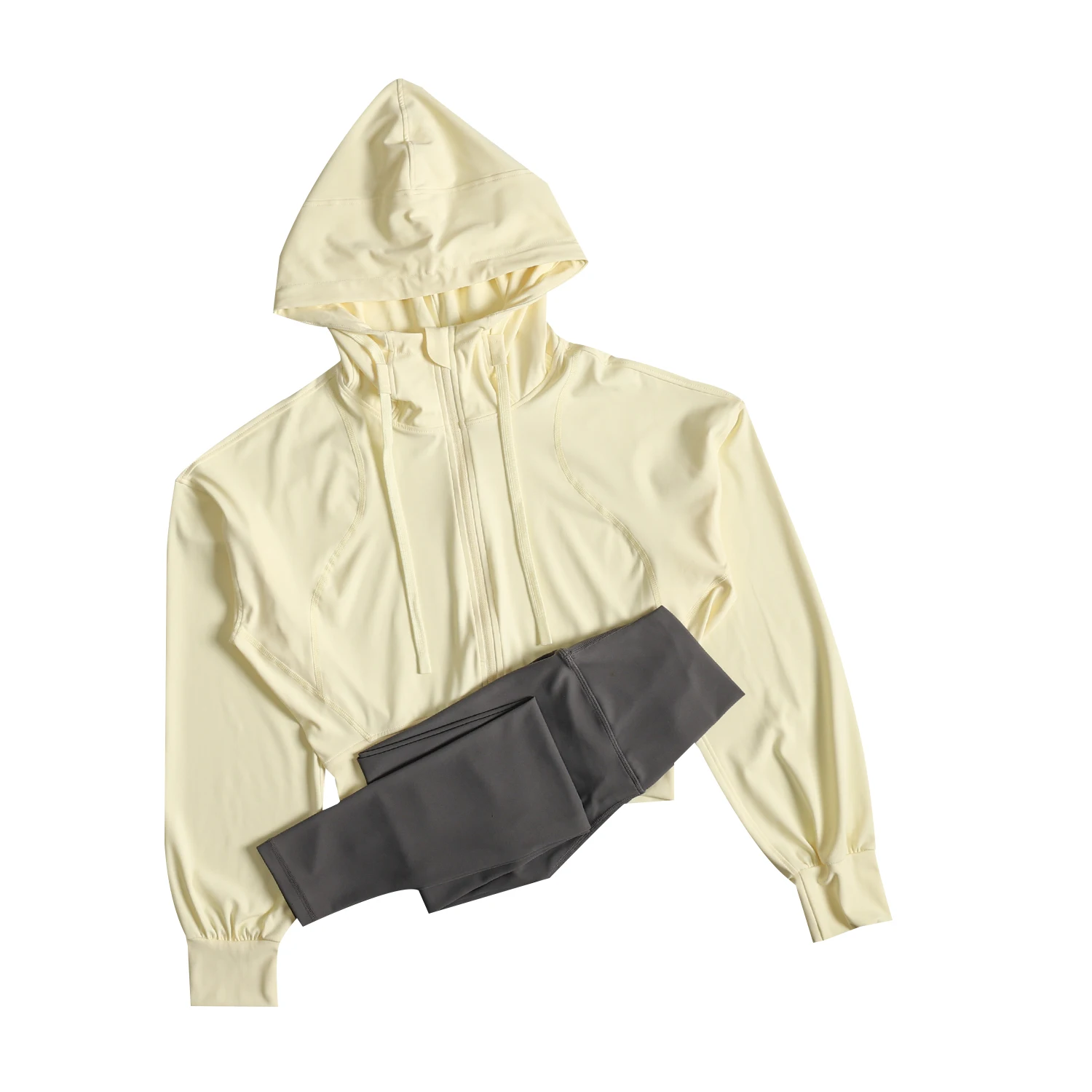 بدلة ملابس اليوغا للنساء للخريف والشتاء، سترة تدريب قصيرة ضيقة للجري، ملابس رياضية احترافية سريعة الجفاف