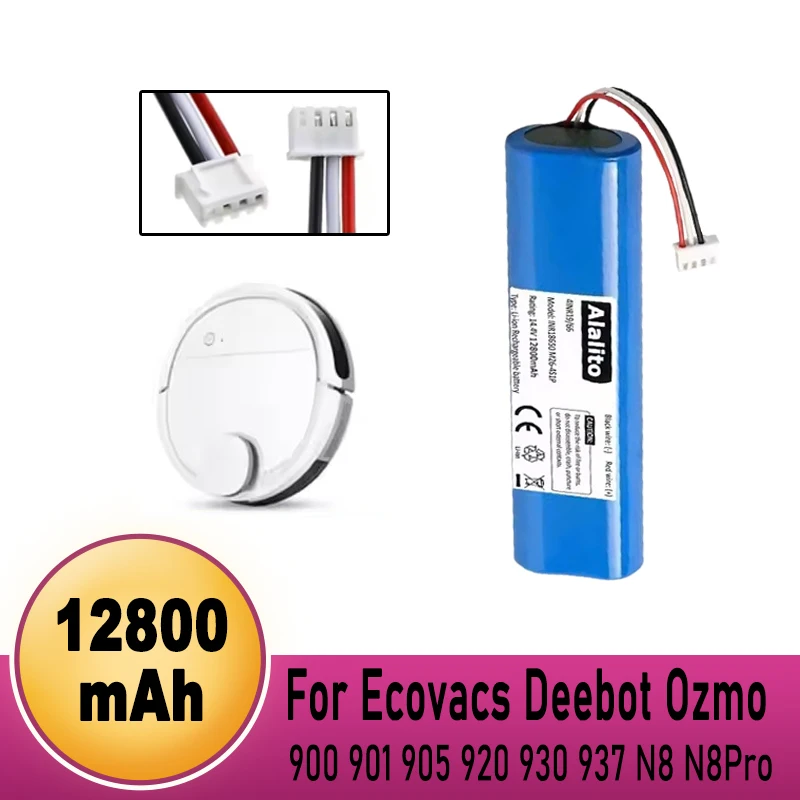 

14.4V 18650 6800mAh Robot Vacuum Cleaner Replacement Battery for Ecovacs Deebot Ozmo 920,930,901,905,937,900 Lithium Ion Battery