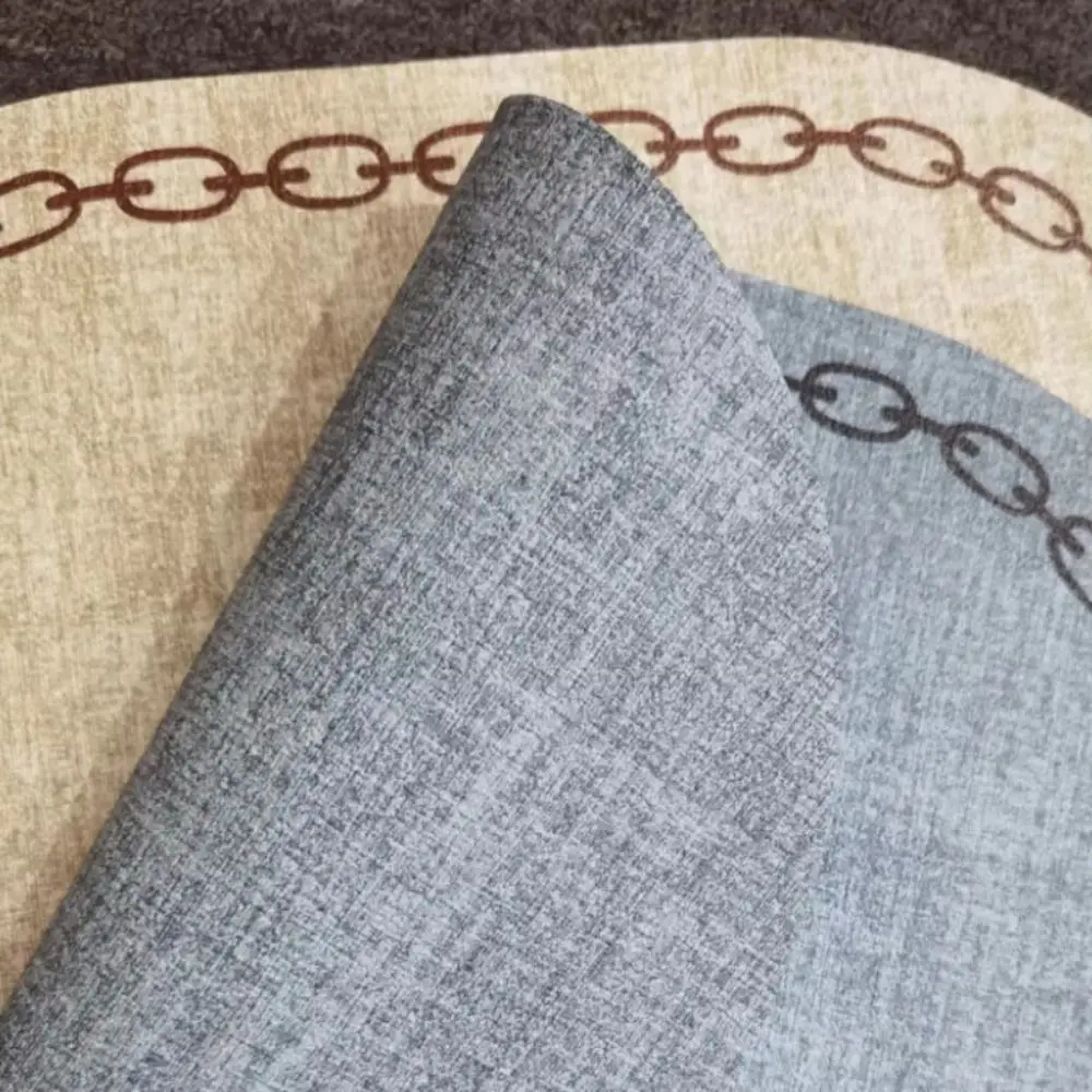 Oil Proof Chain-printed Oval Placemats Leather Oval Shape Leather Table Mat Waterproof Wipeable Heat Resistant Pad Dining Table