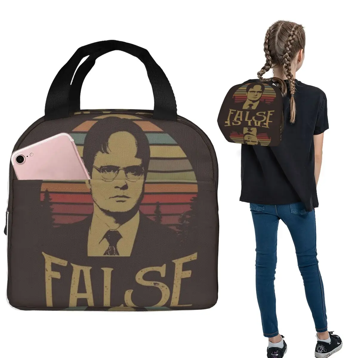 

Dwight Schrute Club Insulated Lunch Bag for Women Kids Portable Food Boxes Thermal Lunch Box Tote