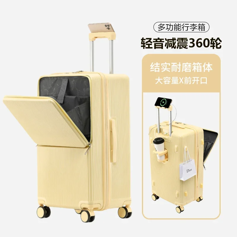 Multifunctional Front Open Luggage Trolley Case Large Capacity 26 Inch Strong and Durable Universal Wheel Travel Suitcase