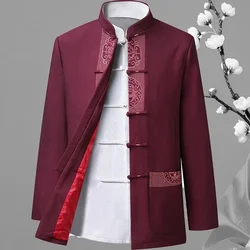 Tang Chinese Men's Jacket Tops Chinese Traditional Clothing Kung Fu Clothing Chinese New Year Party Formal Wear Shirt Jacket