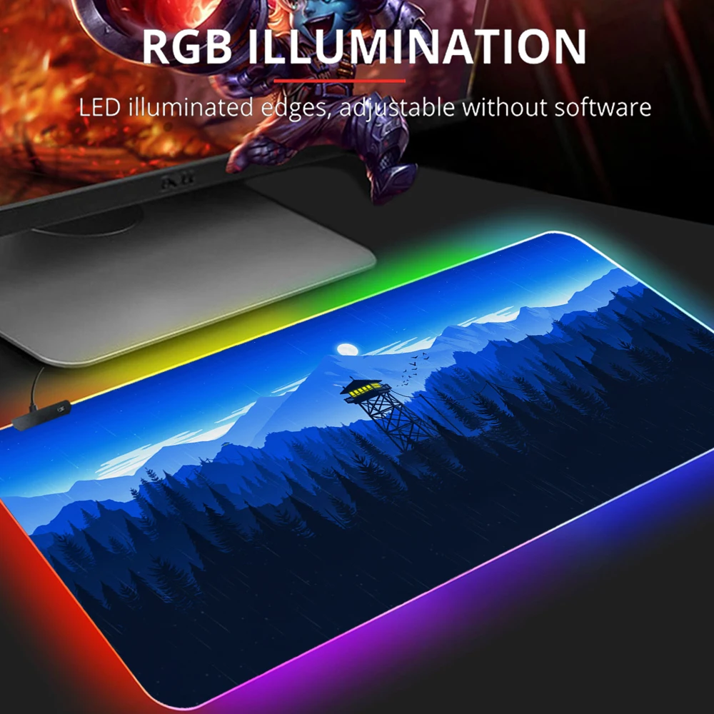 

Deep Forest Firewatch 900x400 Mouse Pad XXL Computer Keyboard Carpet Accessories LED Gamer PC Backlight Mat RGB Desk Mousepad