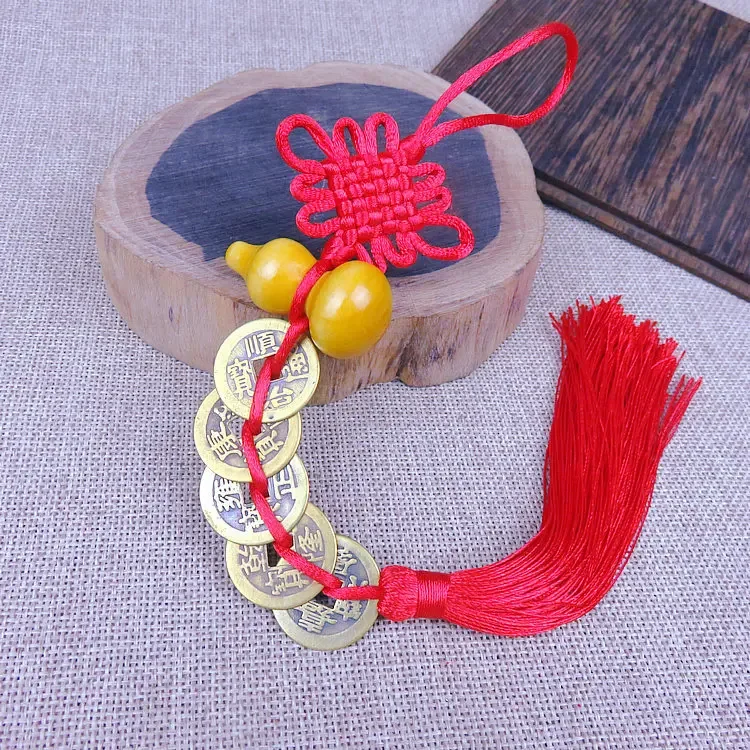 Coin Feng Shui Copper Car Chinese Decoration Hanging Home Lucky Charm Office Pendant Tassel Wealth Accessories