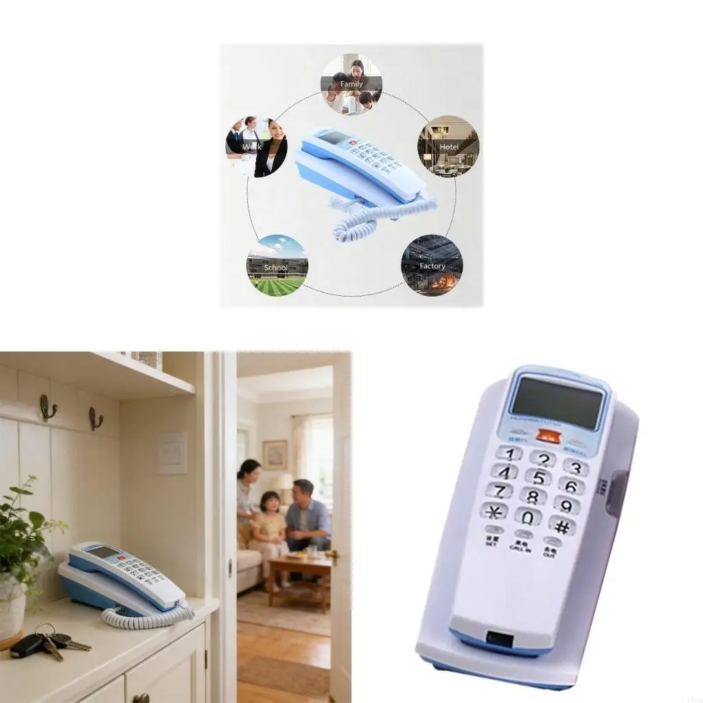 193A Mountable Fixed Telephone With Caller Screen And 30 Number Storage For Home And Office Use