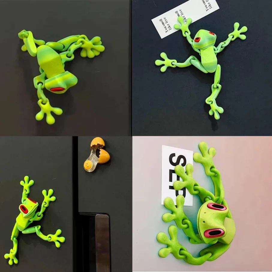 Creative and Funny Lifelike 3D Frog Variable Design Refrigerator Magnets Cute Refrigerator Magnets Whiteboard Sticker Decorative