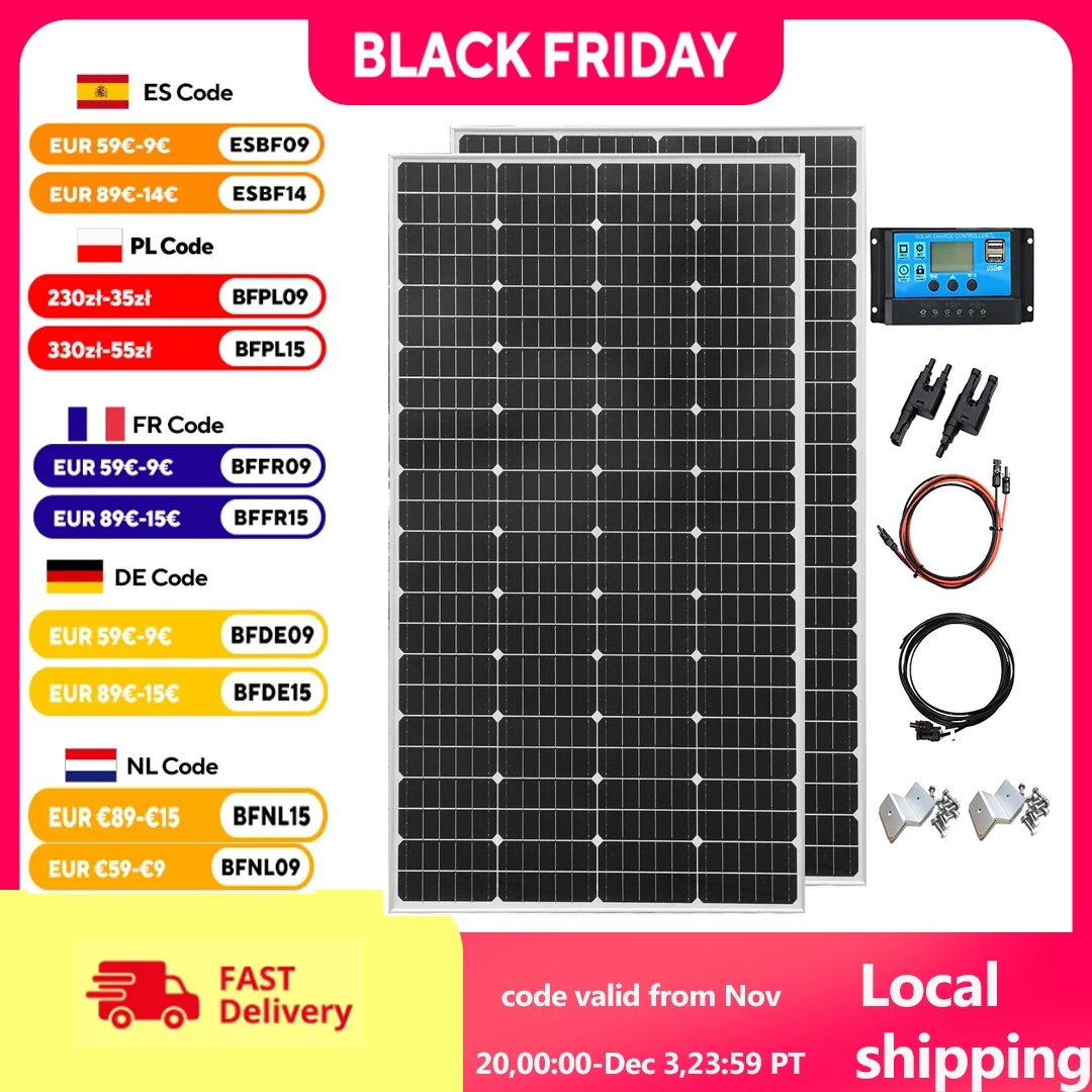 19.8V 200W Glass Rigid Solar Panel China 26.4V 200W 400W Monocrystalline Waterproof Solar Panels Charging 12V Camping/Home/RV CE