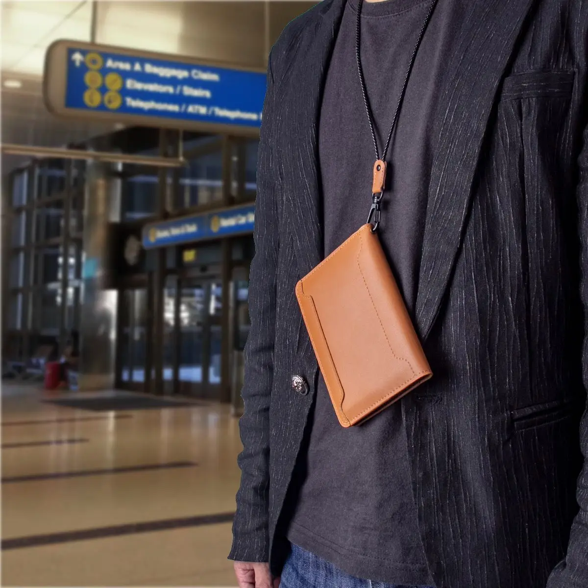 Neck passport wrapper travel document passport holder multi-function passport cover boarding wallet