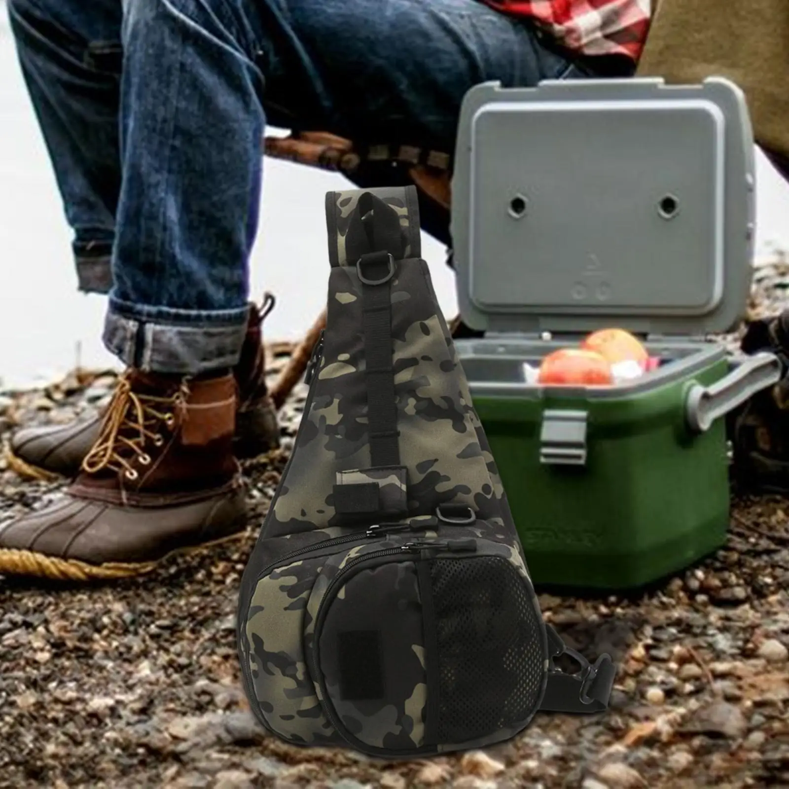 

Уличная сумка для снастей, водонепроницаемая подарочная ткань Оксфорд, полиэстер, модная универсальная сумка на ремешке для путешествий, пешего туризма, кемпинга, спортивной рыбалки