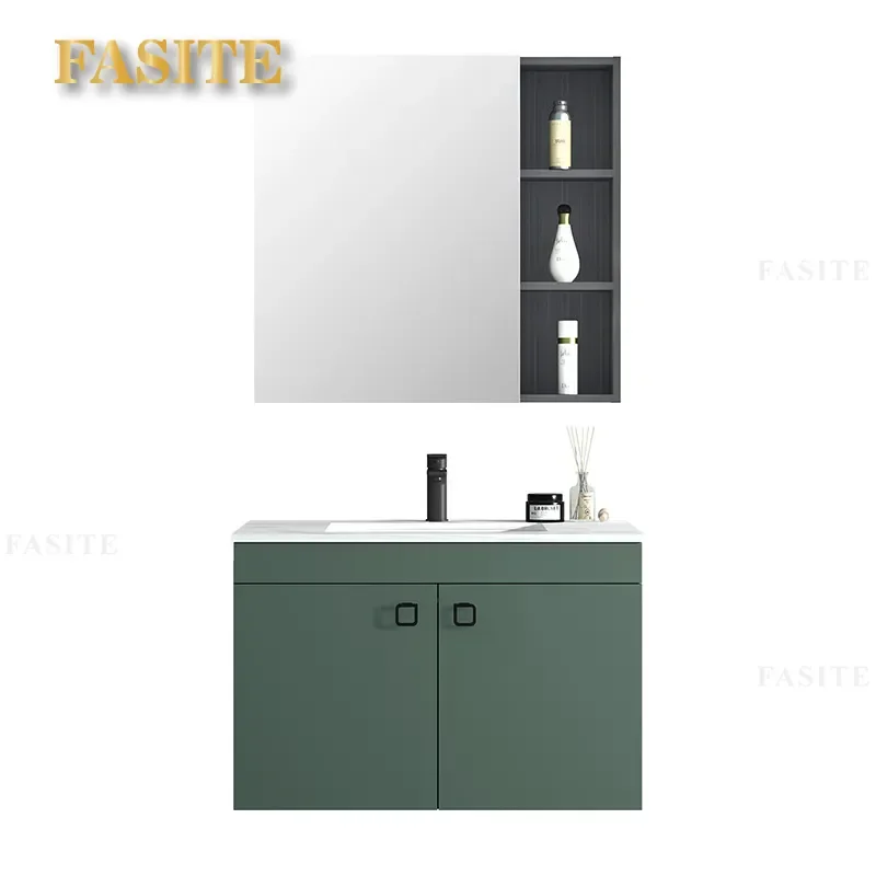 For  Large Flower White Rock Slab Multi Layer Solid Wood Bathroom Cabinet Combination Modern Vanity