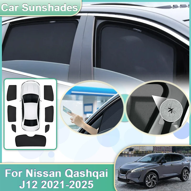 

Автомобильный сетчатый солнцезащитный козырек для Nissan Qashqai J12 2021-2025 2022, солнцезащитные козырьки на лобовое стекло, солнцезащитный козырек, дышащие автомобильные аксессуары