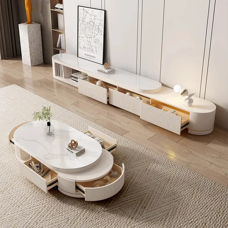 

White Luxury Oval Coffee Table Italian Storage Dining Basses Center Table Modern Living Room Tavolino Da Salotto Furnitures