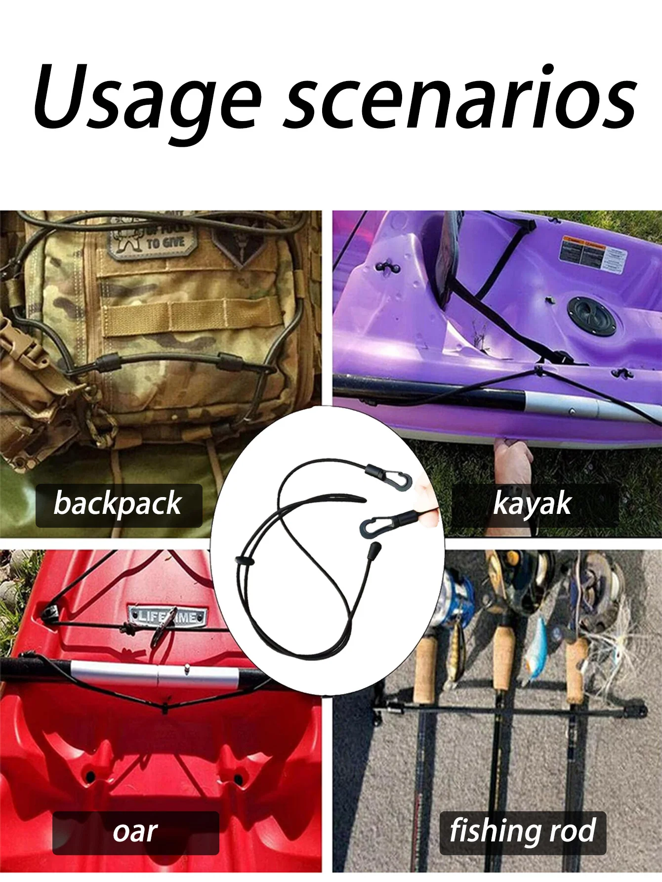 Accesorios para Kayak, cuerda antipérdida para remo, adecuada para cañas de pescar, cuerda para atar remo, cuerda elástica de fijación para tabla de surf, 2 uds.