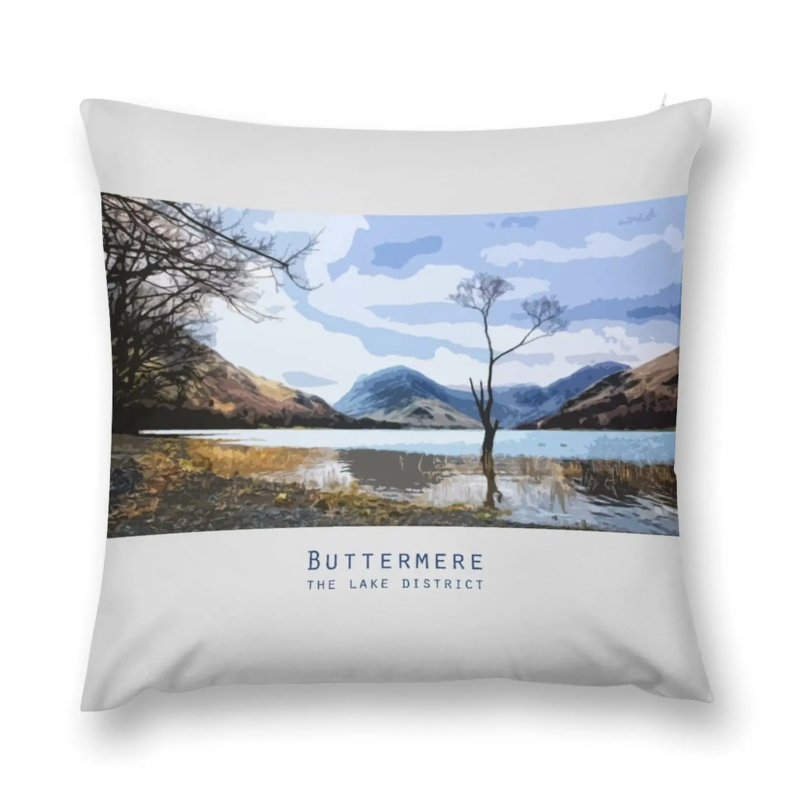 View over Buttermere in The Lake District - digital art Throw Pillow anime girl Luxury Pillow Case pillow