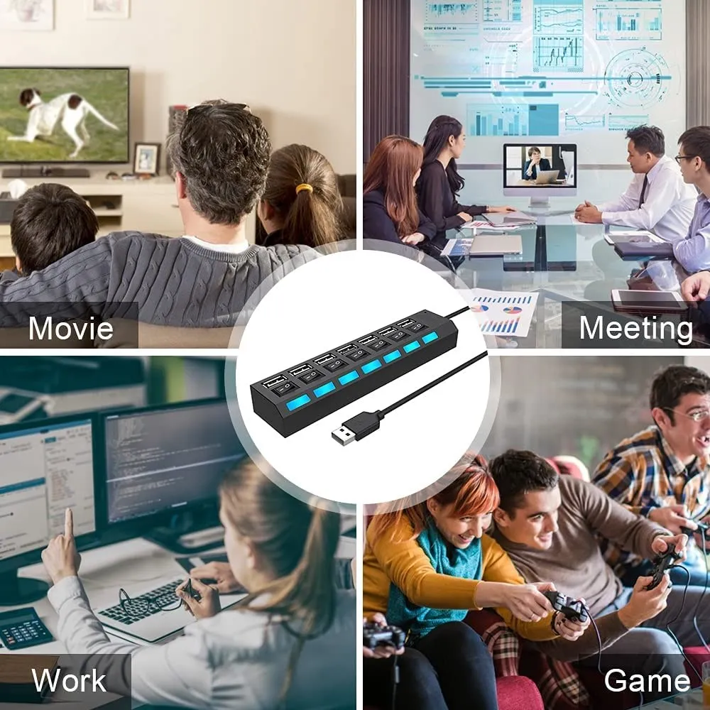 Hub USB 2.0 Bộ Chia USB Đa Hub USB 2.0 Adapter USB Nhiều Cảng Adapter USB 2.0 Có Công Tắc Laptop phụ Kiện Cho Máy Tính