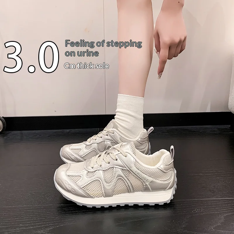 Breathable Mesh Panel Athletic Shoes, Lace Up Shock Absorbing Flat Sole Comfort Footwear For Outdoor Sports Daily Wear - view 3