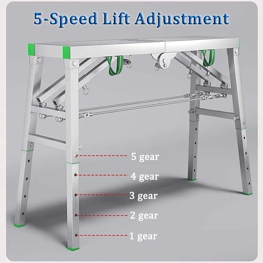 Adjustable Height Welding Scaffold Ladder for Work Platform and Storage Bench
