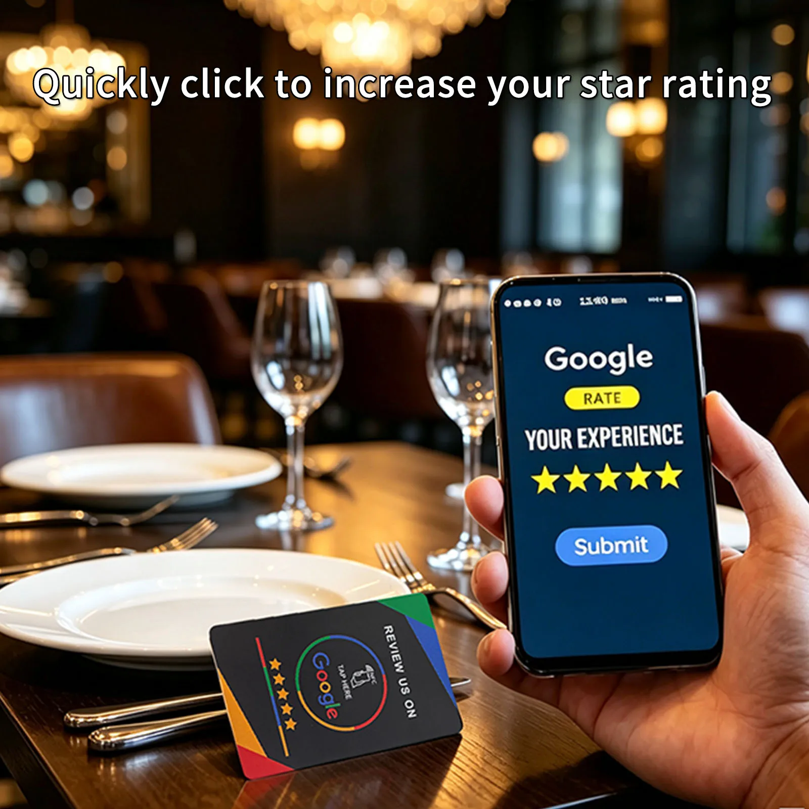 NTAG215 Google Review Tap Card  13.56MHz RFID NFC Proximity Business Card Tap To Leave Review For Android iOS Local Business SEO